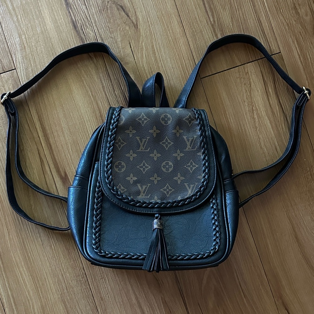 Upcycled Backpack in Brown and Black